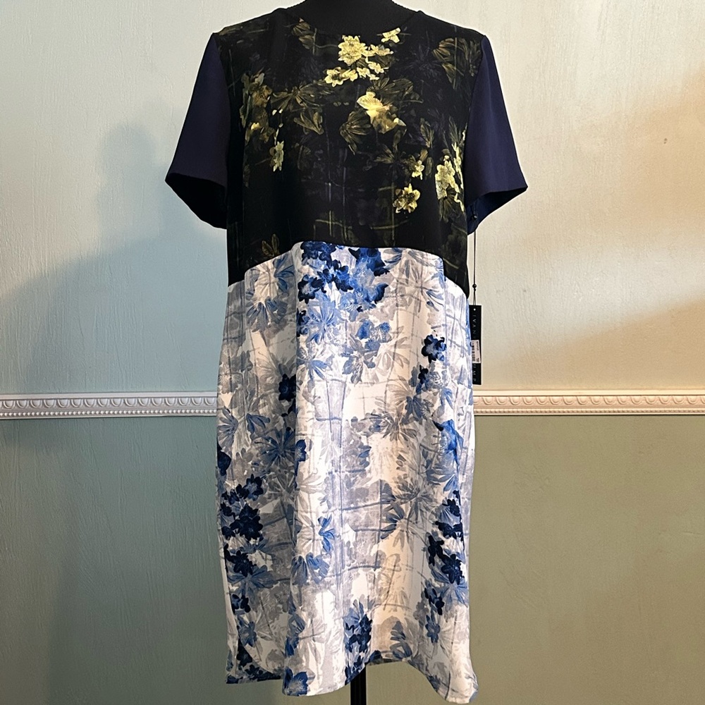 Ivanka Trump Black and Blue Sheath Dress for Work